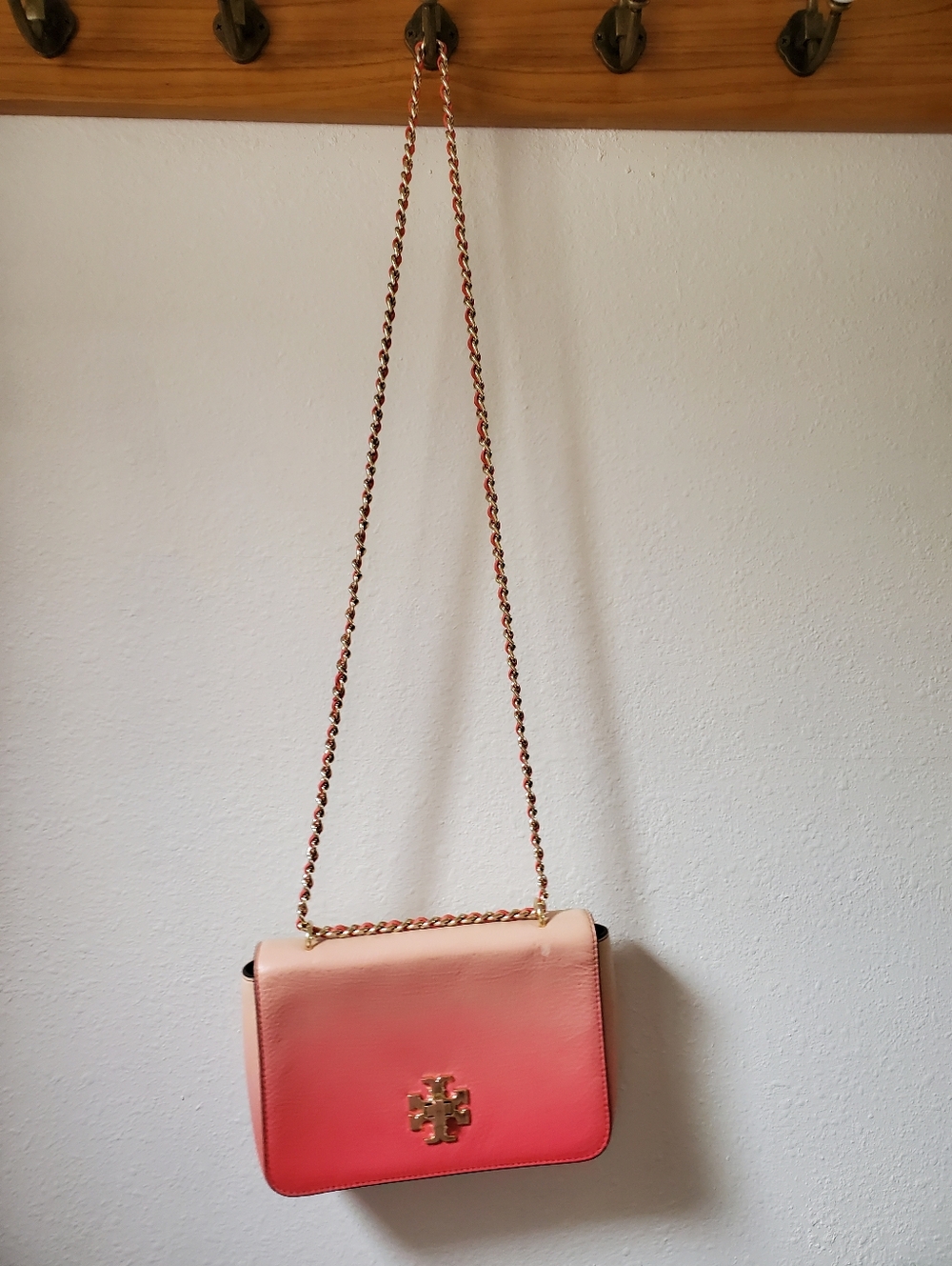 Tory Burch Mercer Adjustable Shoulder Bag Pink Ombre Gradient Dégradé Leather - Picture 5 of 16